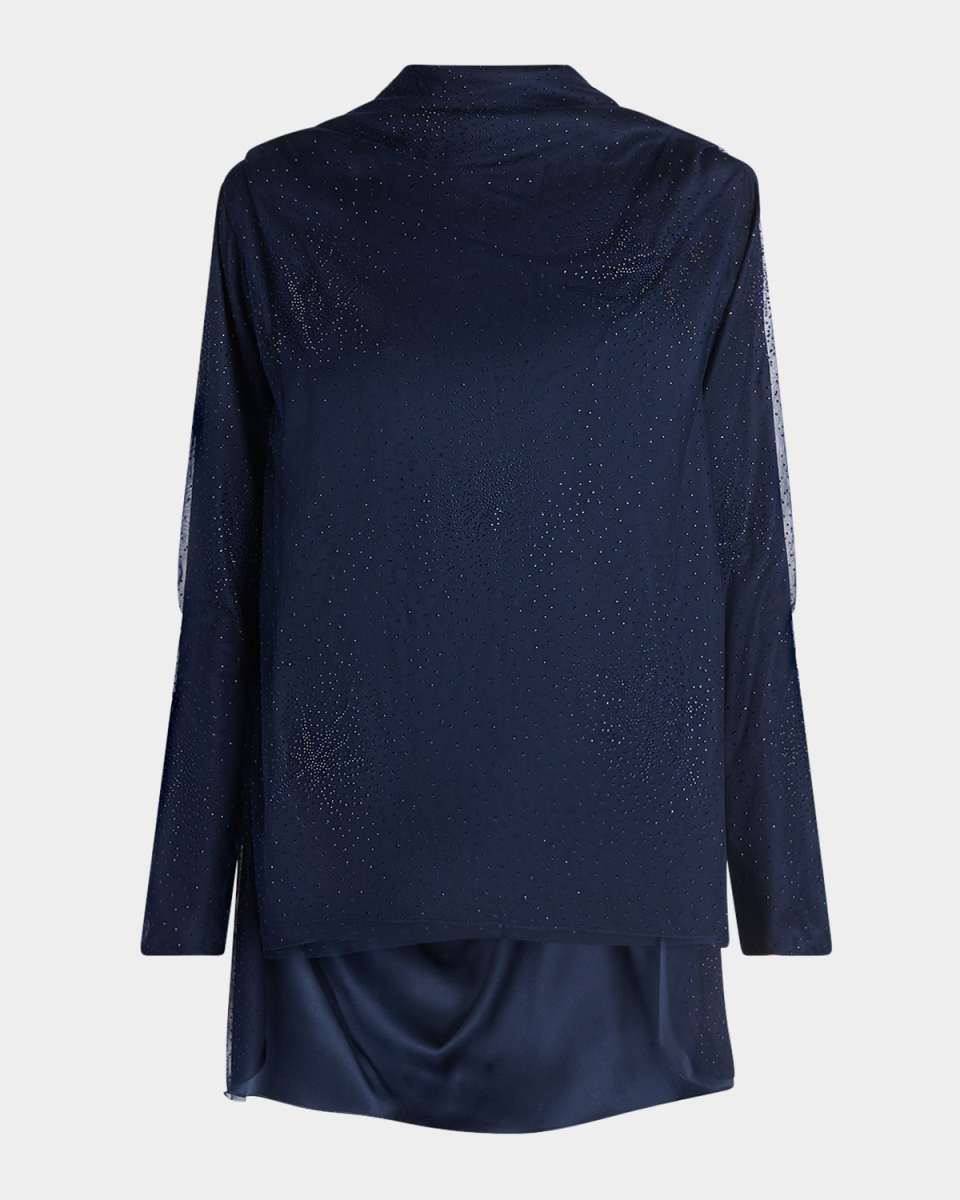 Embellished Silk Backless Oversized Tunic Blouse